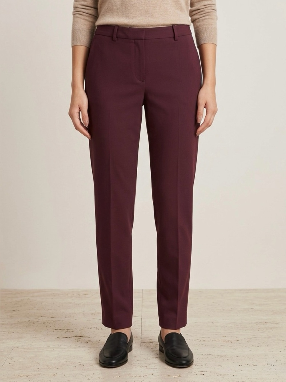 THEORY Hartsdale B New Stretch Wool Dress Pants Burgundy 8